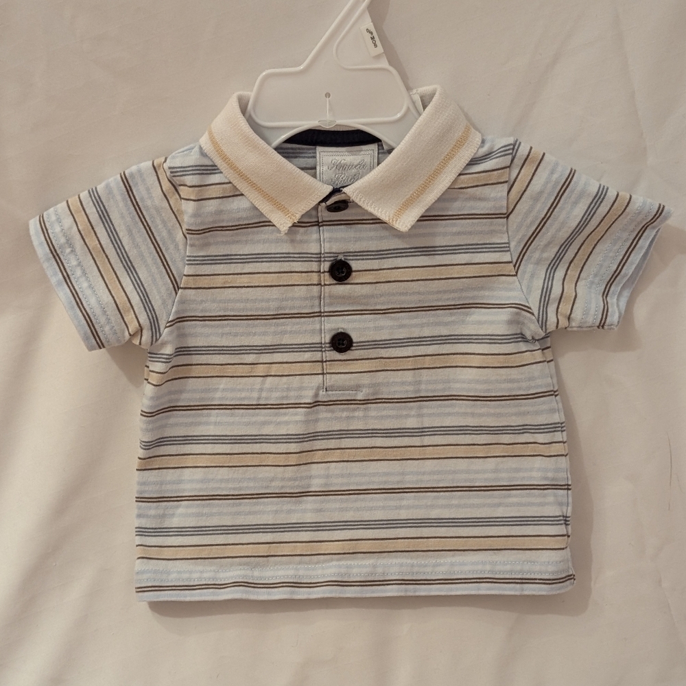 Classic Striped Polo for Kids - White and Blue
